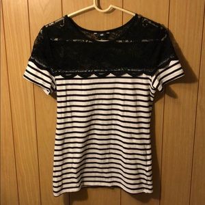 Striped lace Tee